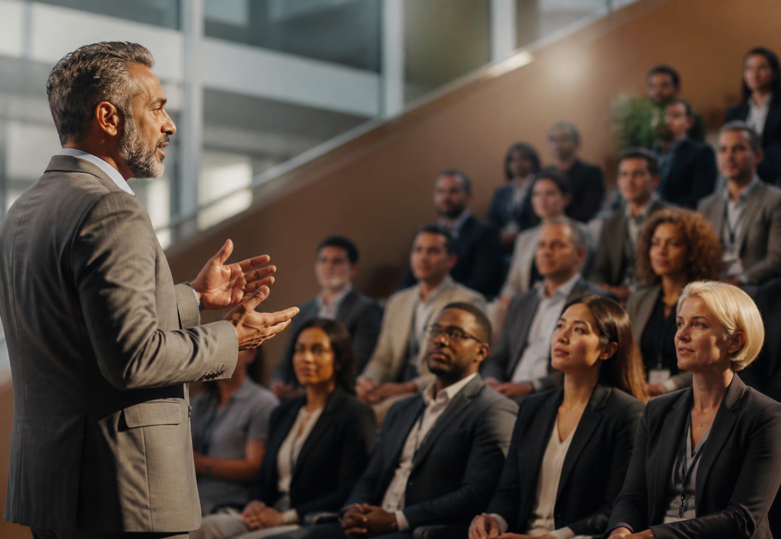 Líderes de distintos países en una conferencia de formación de Cielo Leadership Academy